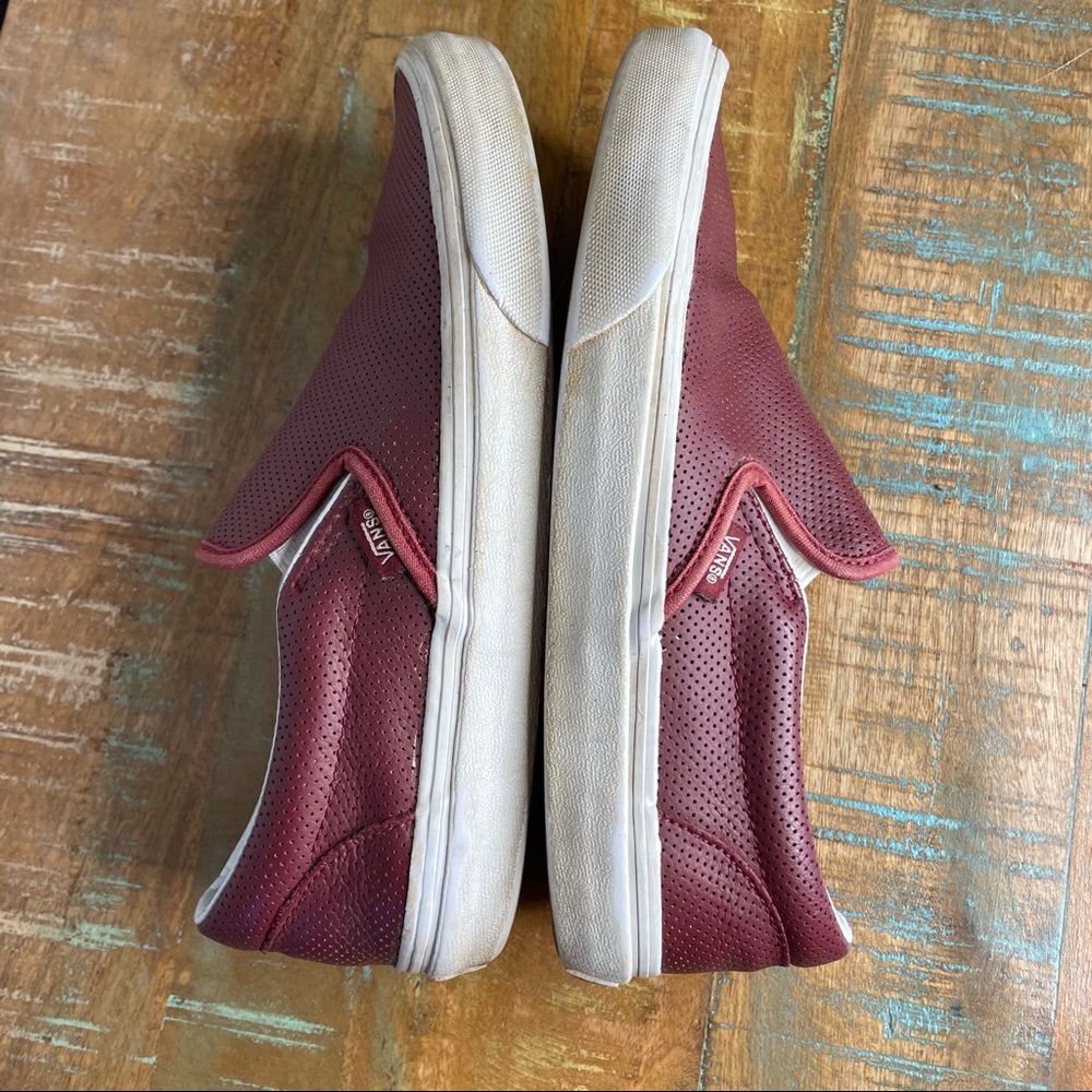 VANS Unisex Maroon Perforated Leather Slip Ons Men’s 6 , Women’s 7.5 - Picture 8 of 10